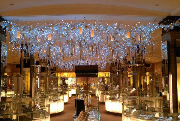 Bespoke interior lighting installation at Harrods Knightsbridge